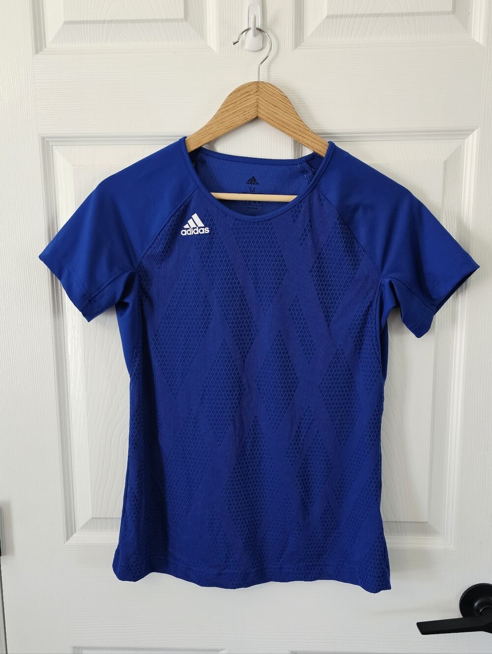Adidas Quickset Volleyball Jersey Top Womens Medium Blue Shoulder Cutout EUC